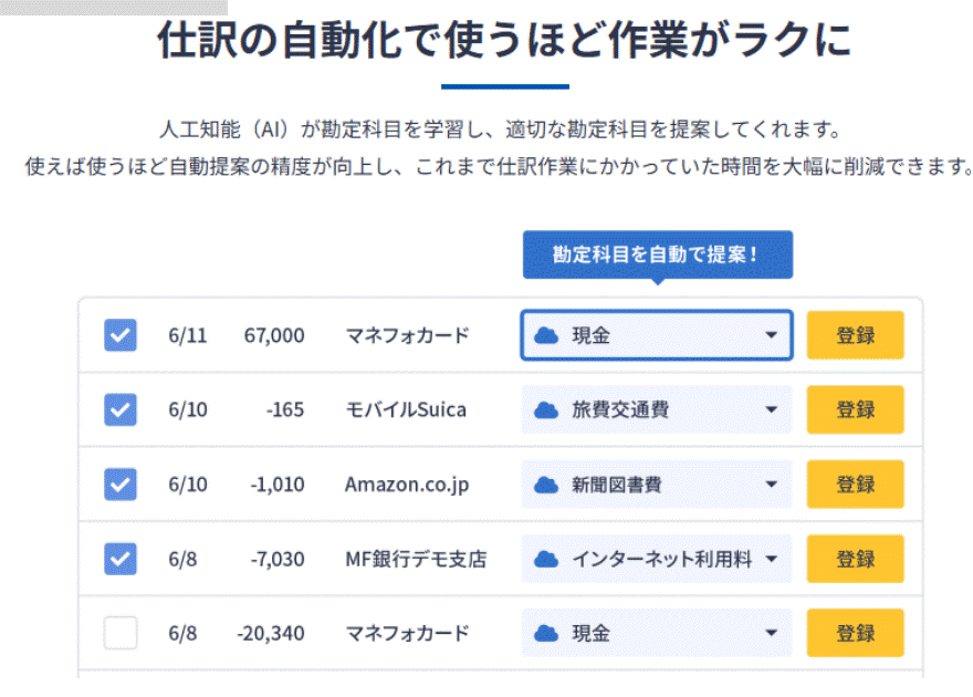 自動仕訳とAI学習機能