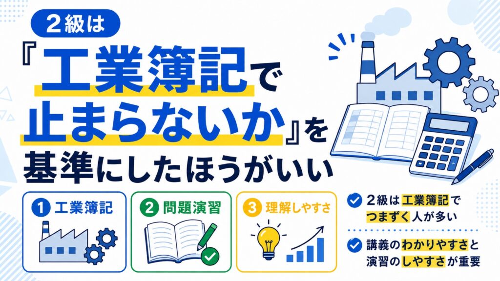 2級は「工業簿記で止まらないか」を基準にしたほうがいい