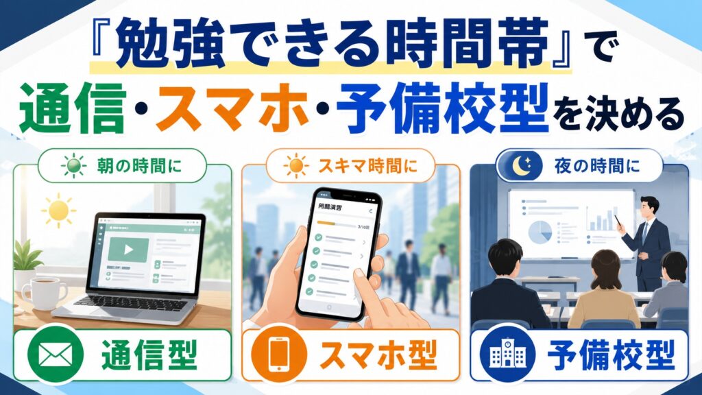 「勉強できる時間帯」で通信・スマホ・予備校型を決める